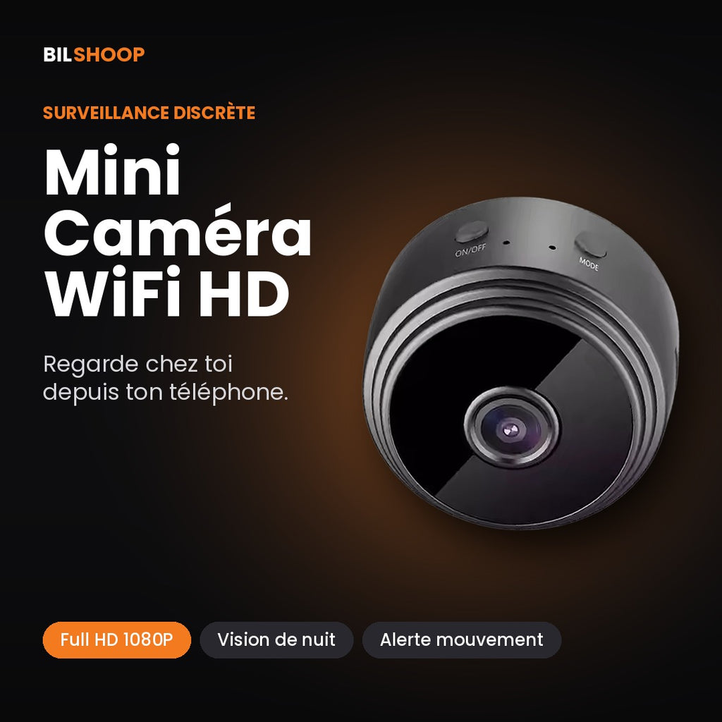 Mini Caméra WiFi HD – Vision de Nuit & Alerte Mouvement