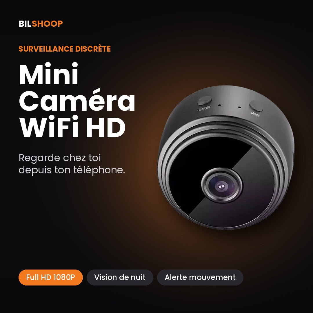 Mini Caméra WiFi HD – Vision de Nuit & Alerte Mouvement