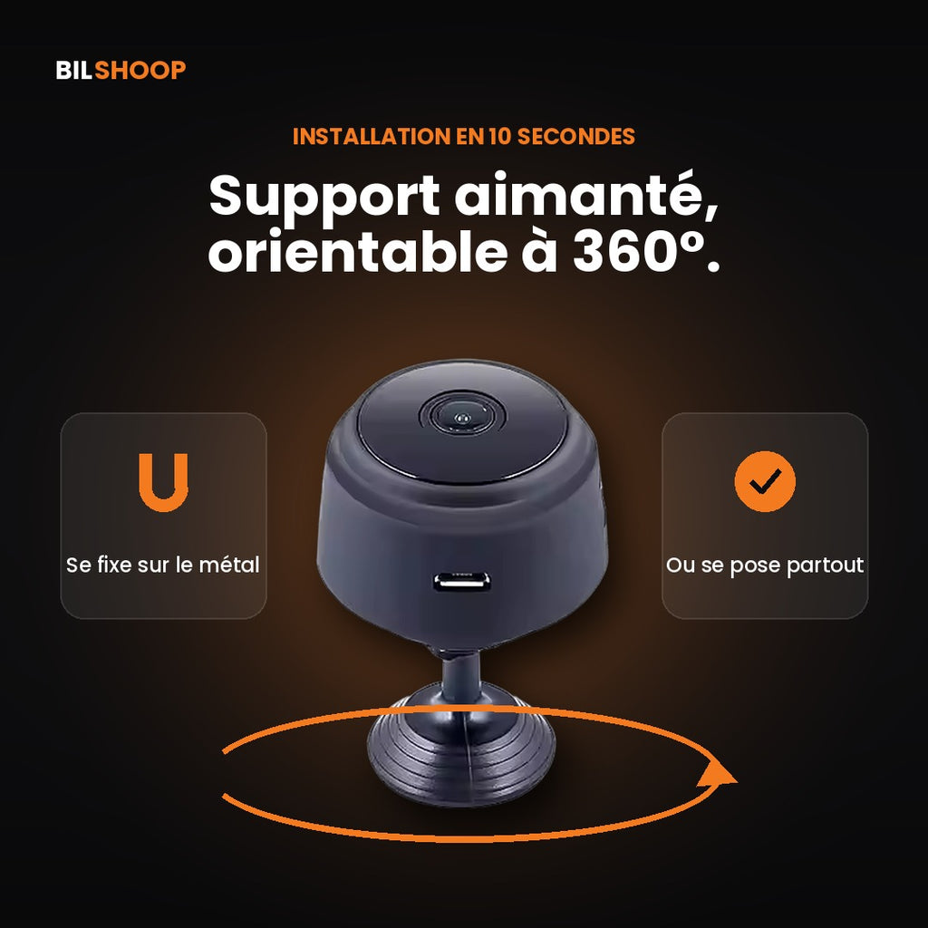 Mini Caméra WiFi HD – Vision de Nuit & Alerte Mouvement