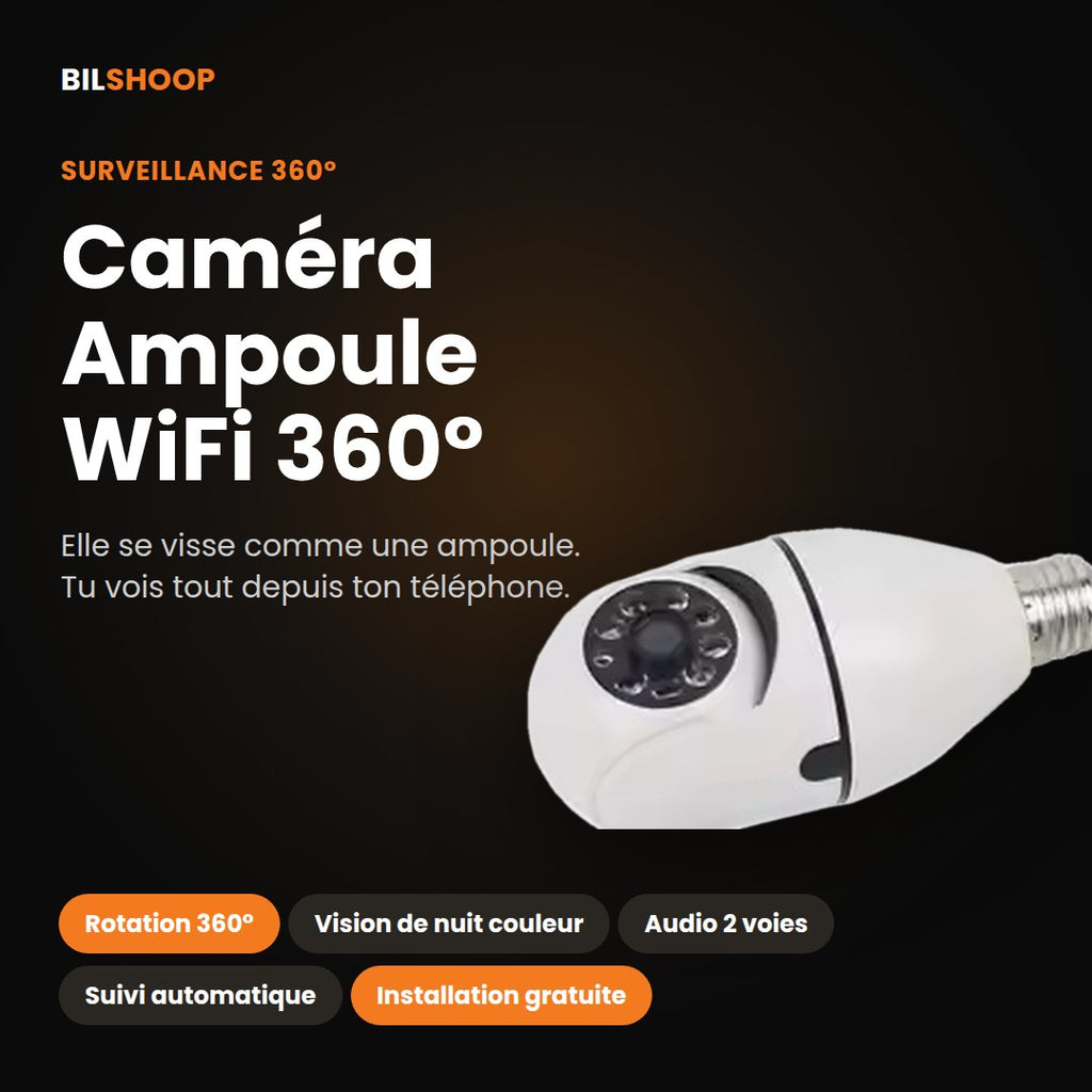 Caméra Ampoule WiFi 360° – Vision de Nuit Couleur & Audio