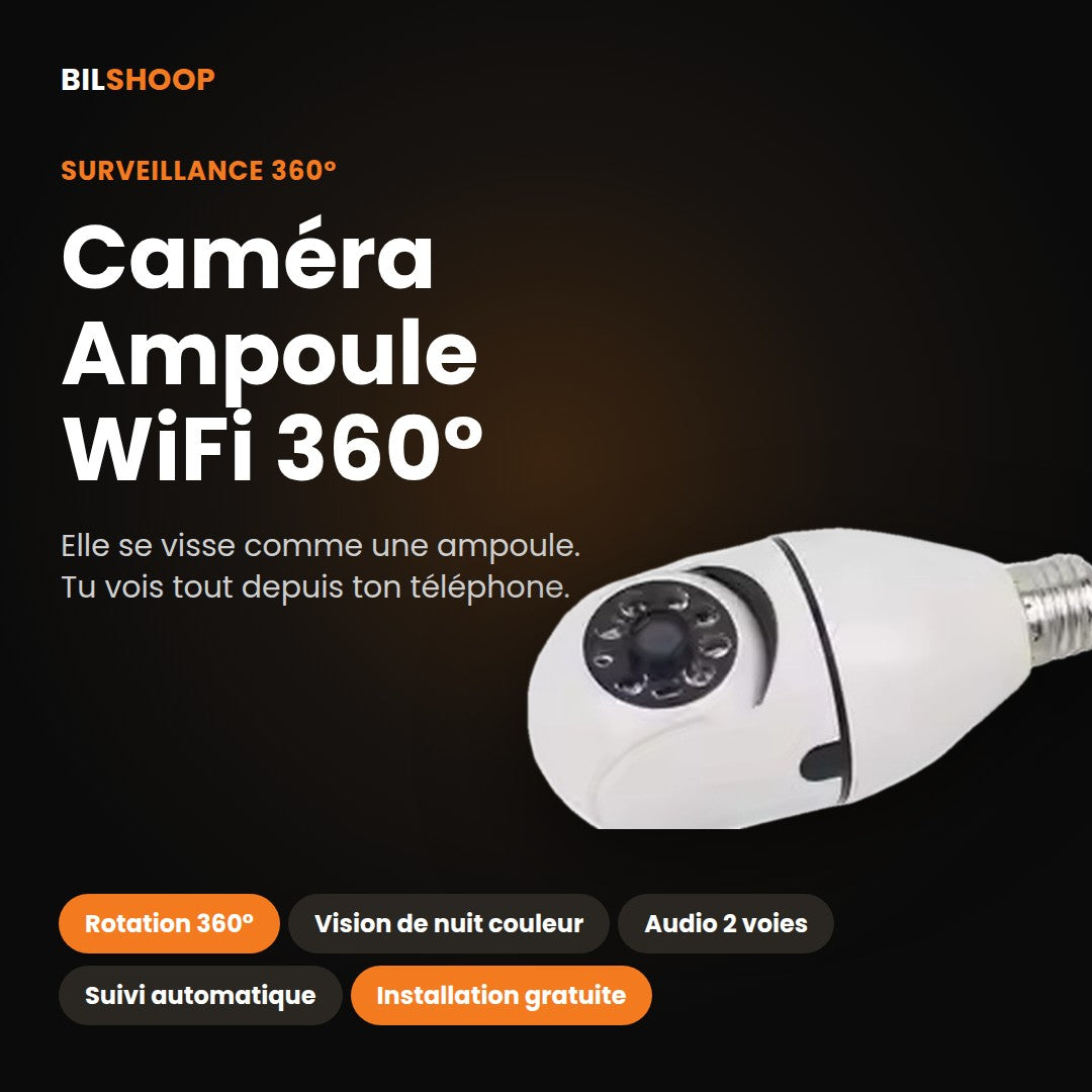 Caméra Ampoule WiFi 360° – Vision de Nuit Couleur & Audio