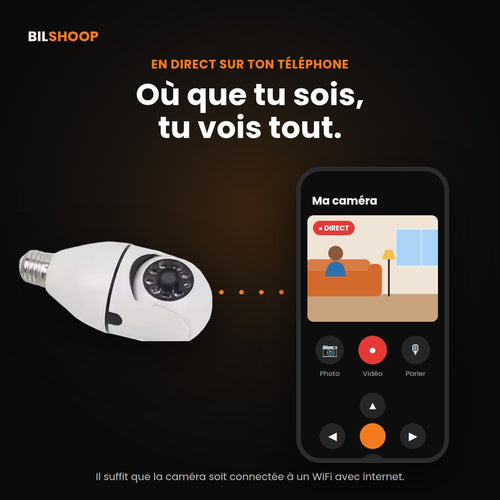 Caméra Ampoule WiFi 360° – Vision de Nuit Couleur & Audio