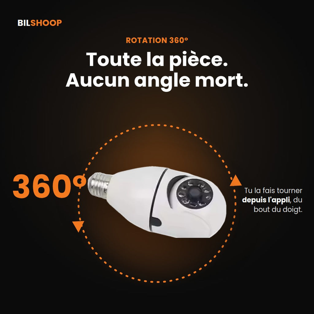 Caméra Ampoule WiFi 360° – Vision de Nuit Couleur & Audio