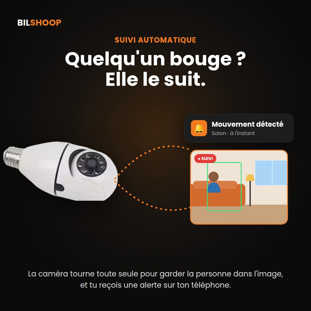 Caméra Ampoule WiFi 360° – Vision de Nuit Couleur & Audio