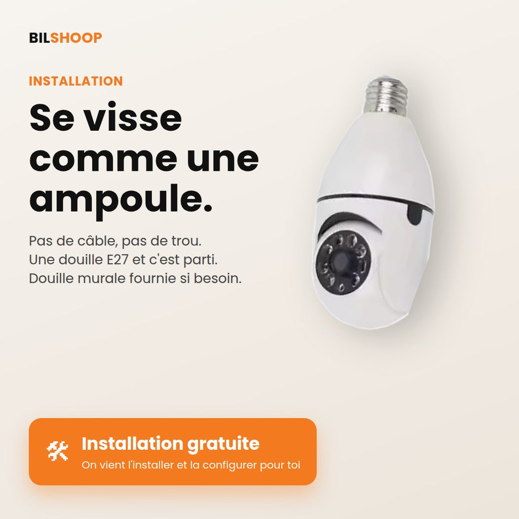 Caméra Ampoule WiFi 360° – Vision de Nuit Couleur & Audio