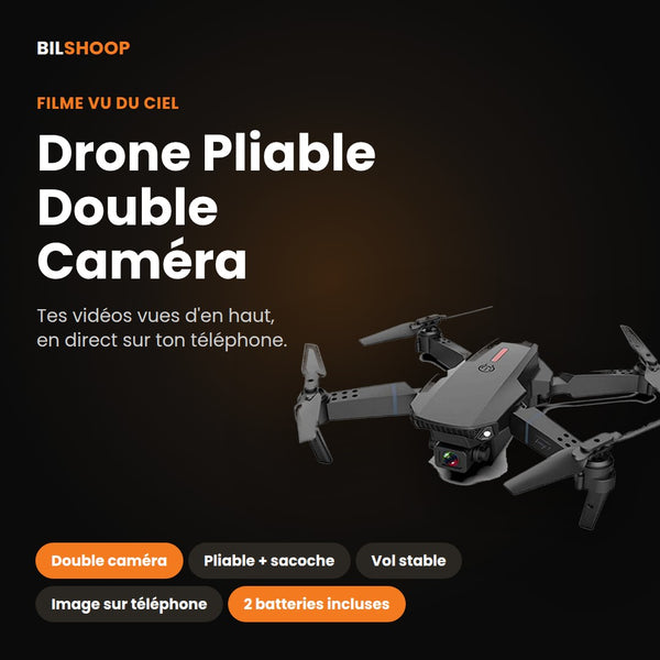 Drone Pliable Double Caméra – Vol Stable & 2 Batteries