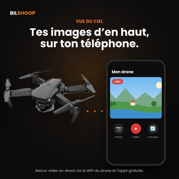 Drone Pliable Double Caméra – Vol Stable & 2 Batteries