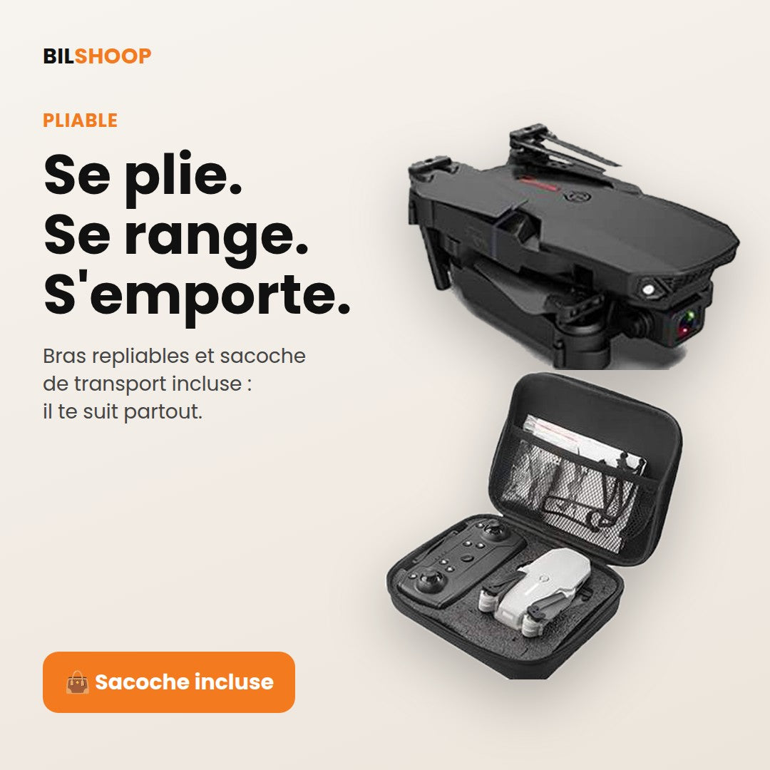 Drone Pliable Double Caméra – Vol Stable & 2 Batteries