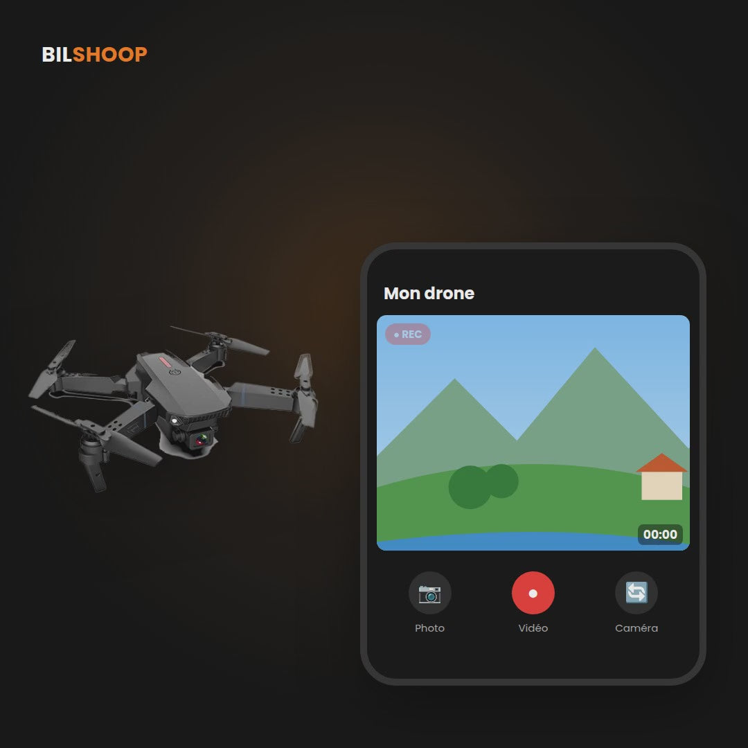 Drone Pliable Double Caméra – Vol Stable & 2 Batteries